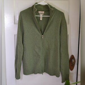 Men's Banana Republic Sage Green Cashmere Blend Zip Up Sweater (Size Medium)